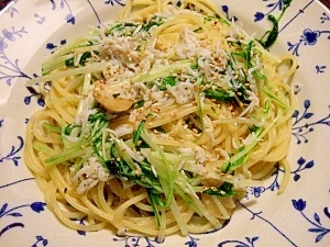 釜揚げしらすと水菜のパスタ レシピ 作り方 By バムセ1028 楽天レシピ 釜揚げしらすと水菜のパスタ レシピ 作り方 By バムセ1028 楽天レシピ