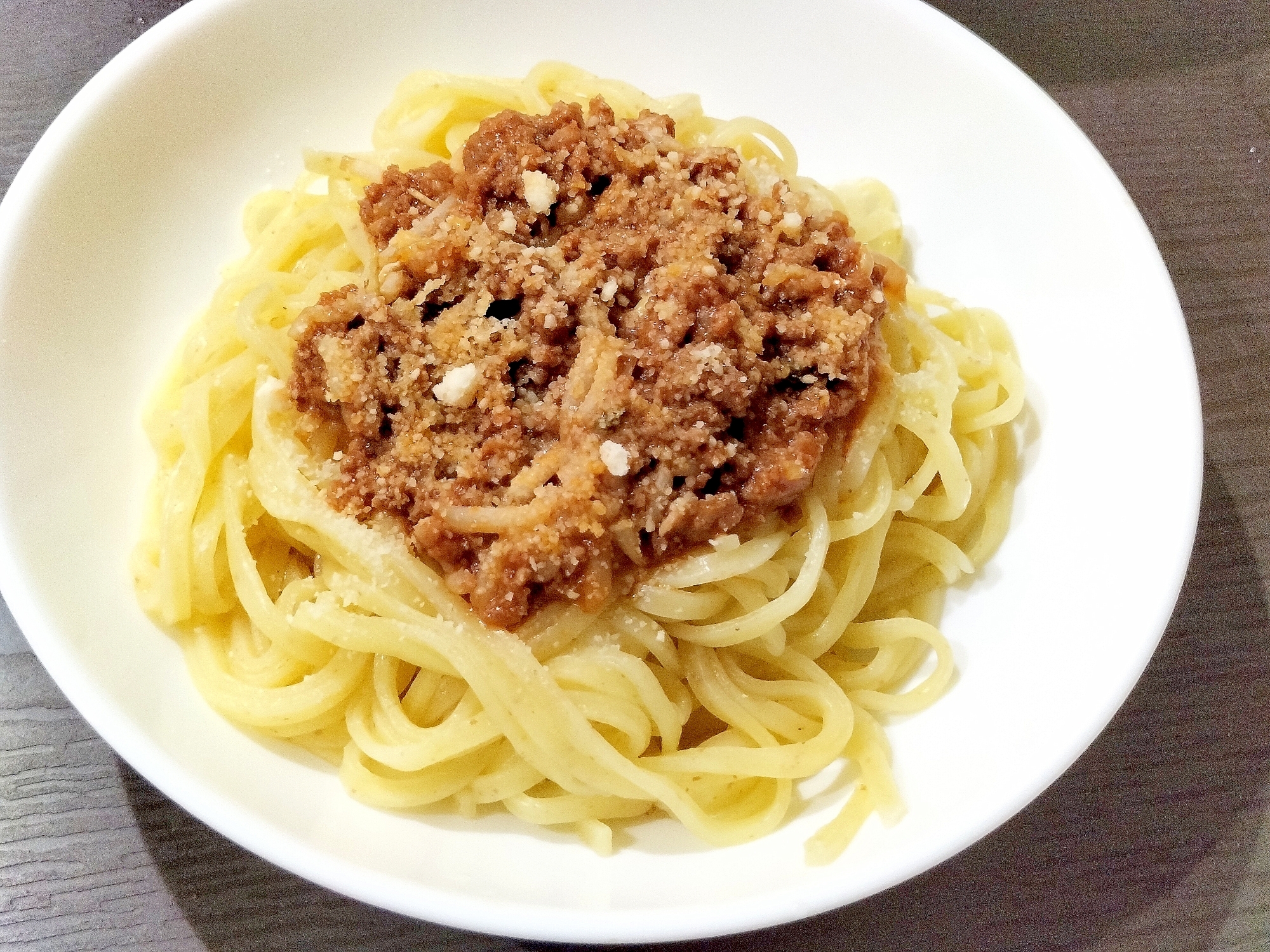 即席ラーメンで簡単ミートソーススパゲティ 日清ラ王 レシピ 作り方 By かっぺ4217 楽天レシピ