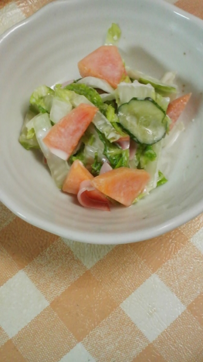 白菜と柿のマヨーサラダ【砂糖もみで】