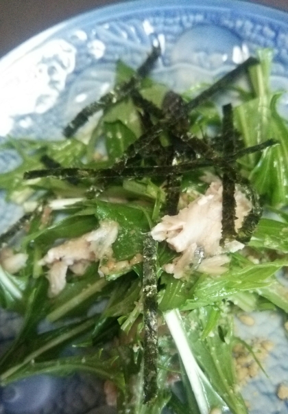 【簡単】水菜とサバ缶の韓国風サラダ
