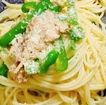 レンチン！まるごとピーマンのスパゲティ