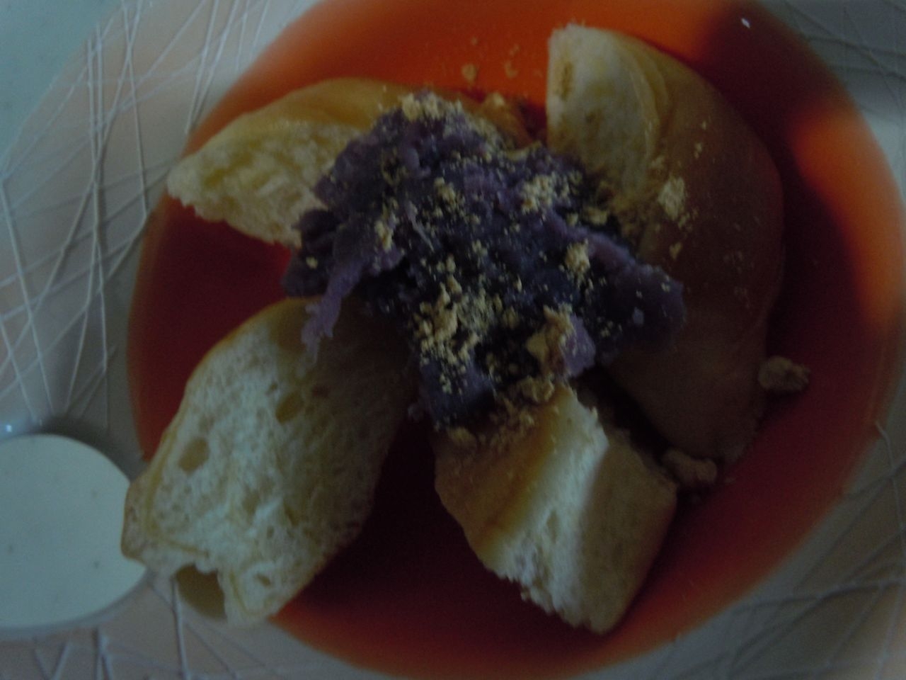 紫芋とパンのきなこがけ