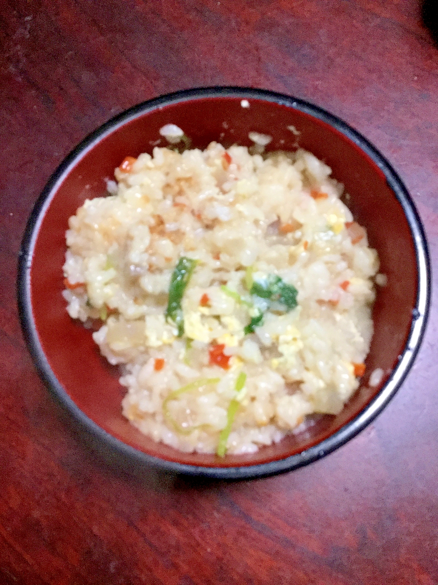 薩摩揚げとなめこと野菜の白だしおじや