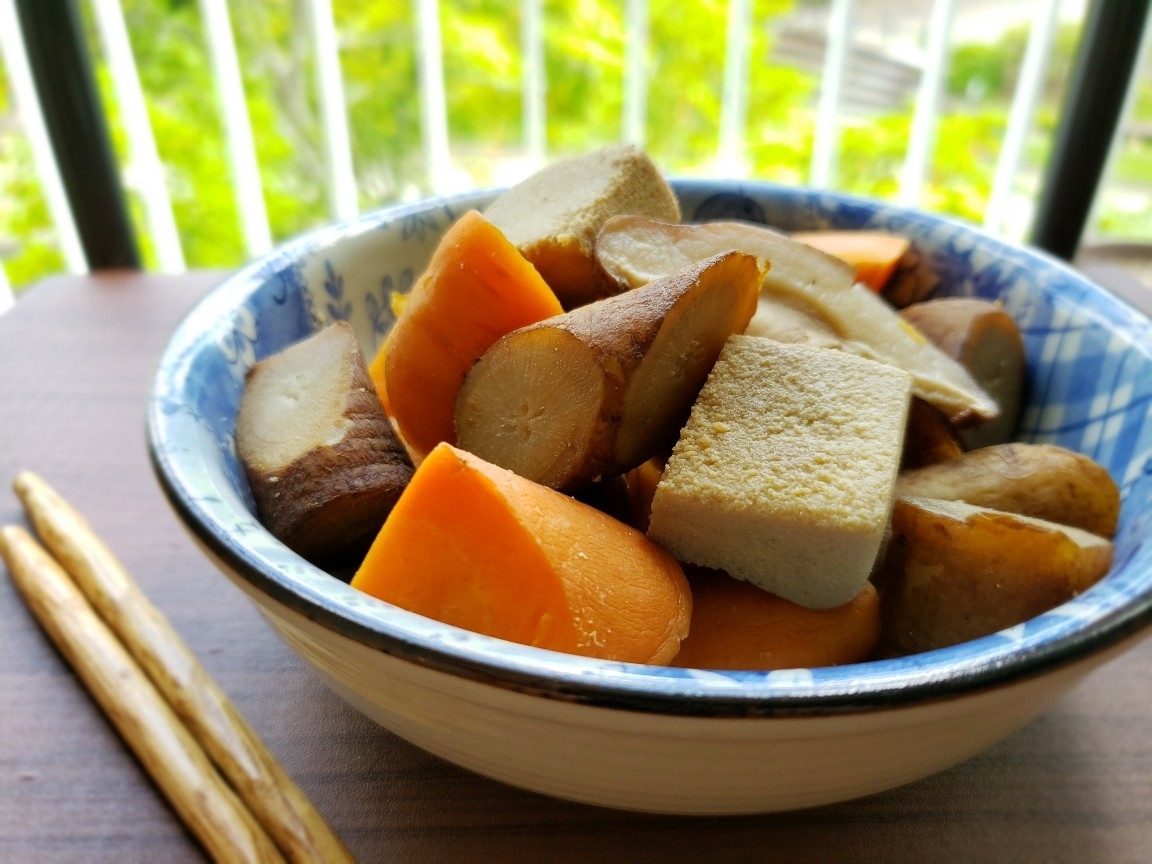 【独居自炊】糠漬け高野豆腐を使った根菜の煮物