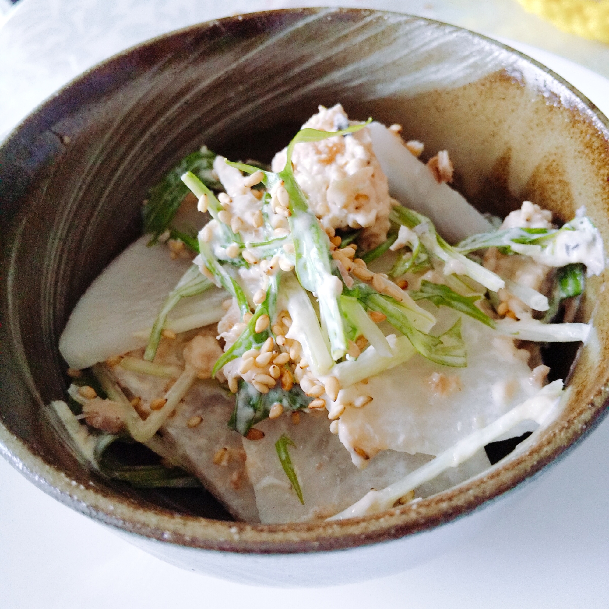 簡単♪大根と水菜のツナマヨわさびサラダ