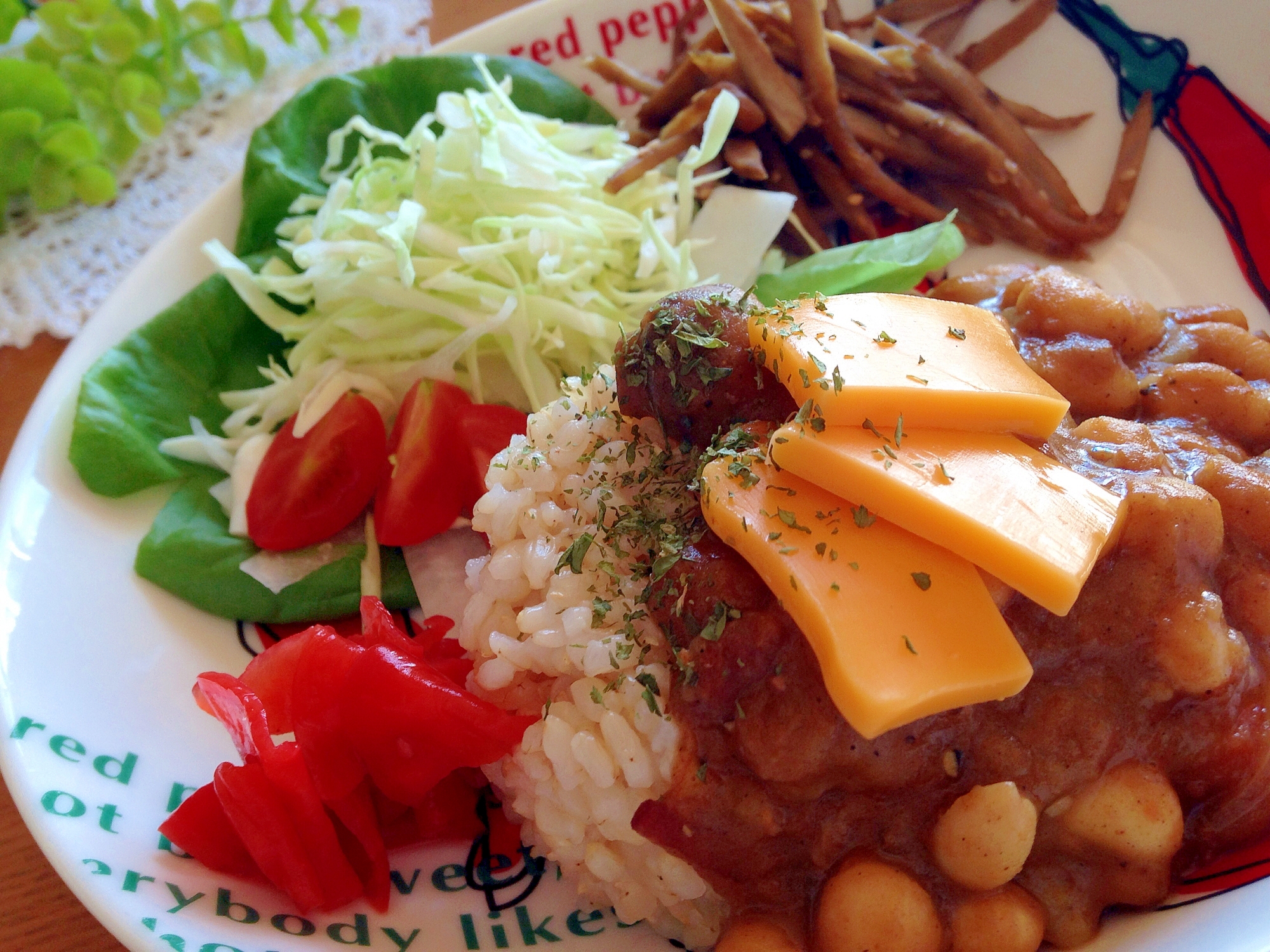 豪華リメイク♪cafe風ワンプレートビーンズカレー