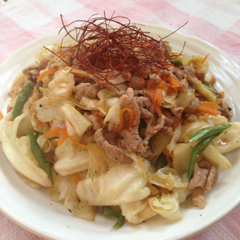 豚こま肉de野菜たっぷり味噌炒め♪