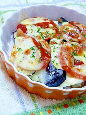 オーブンで＊茄子とトマトのチーズのせ焼き＊