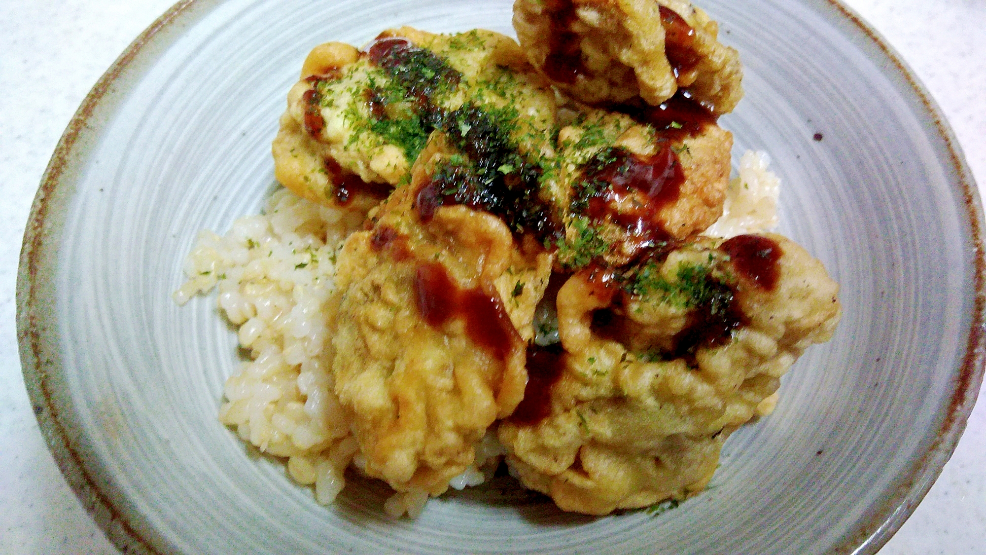 太牛蒡のソース天丼