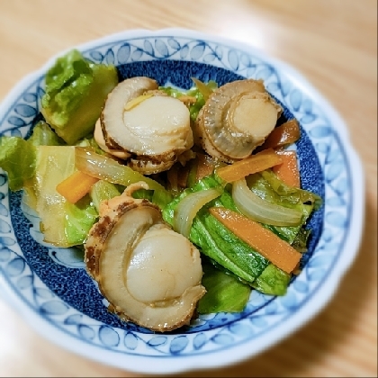 ホタテの炒め物、野菜もたっぷり摂れて美味しかったです(*^-^*)