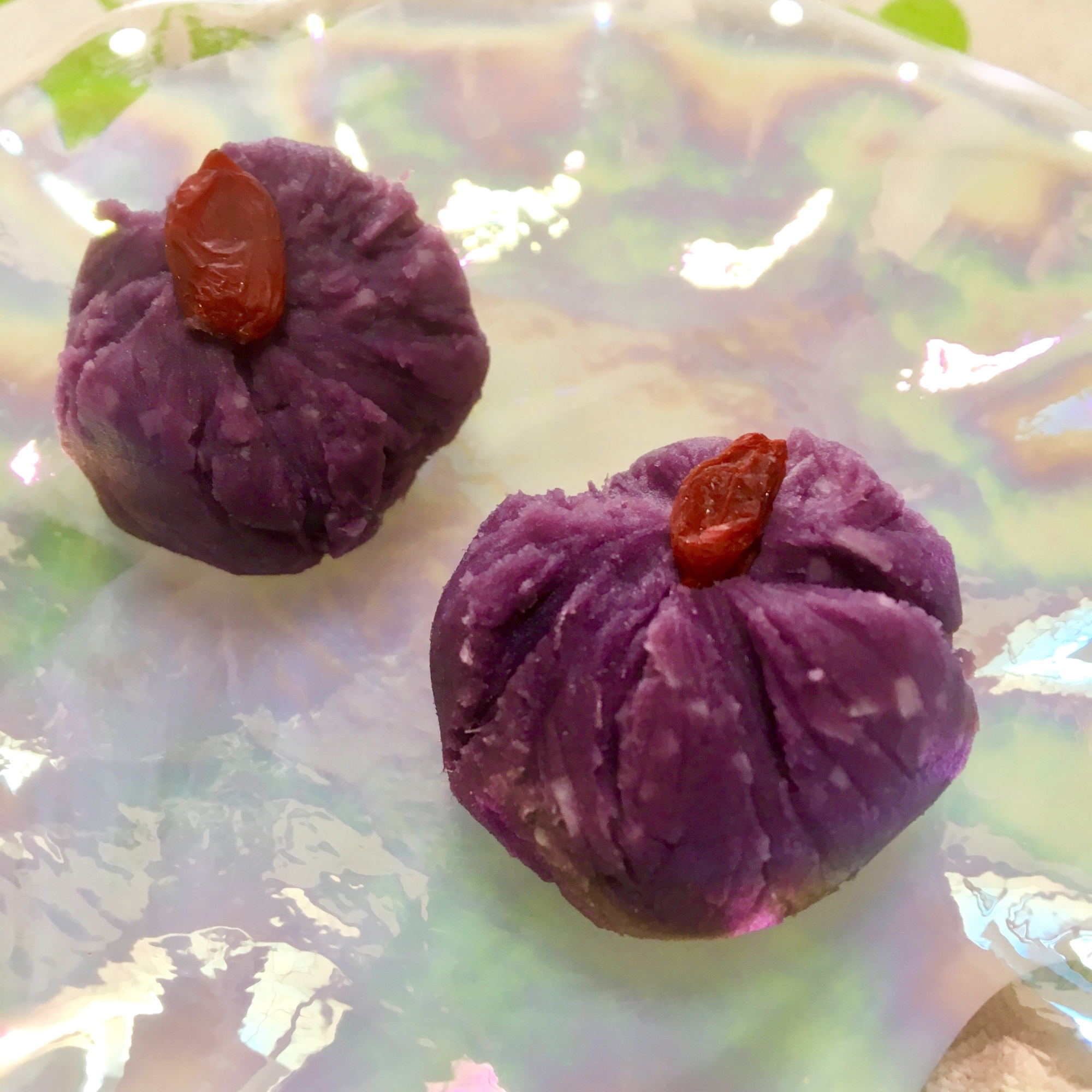 ココナッツ香る♡紫イモ茶巾