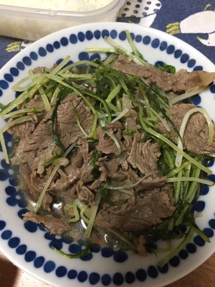 祖母から水菜をたくさんいただいたので、作ってみました！美味しかったです！味付けは濃いめにしました。