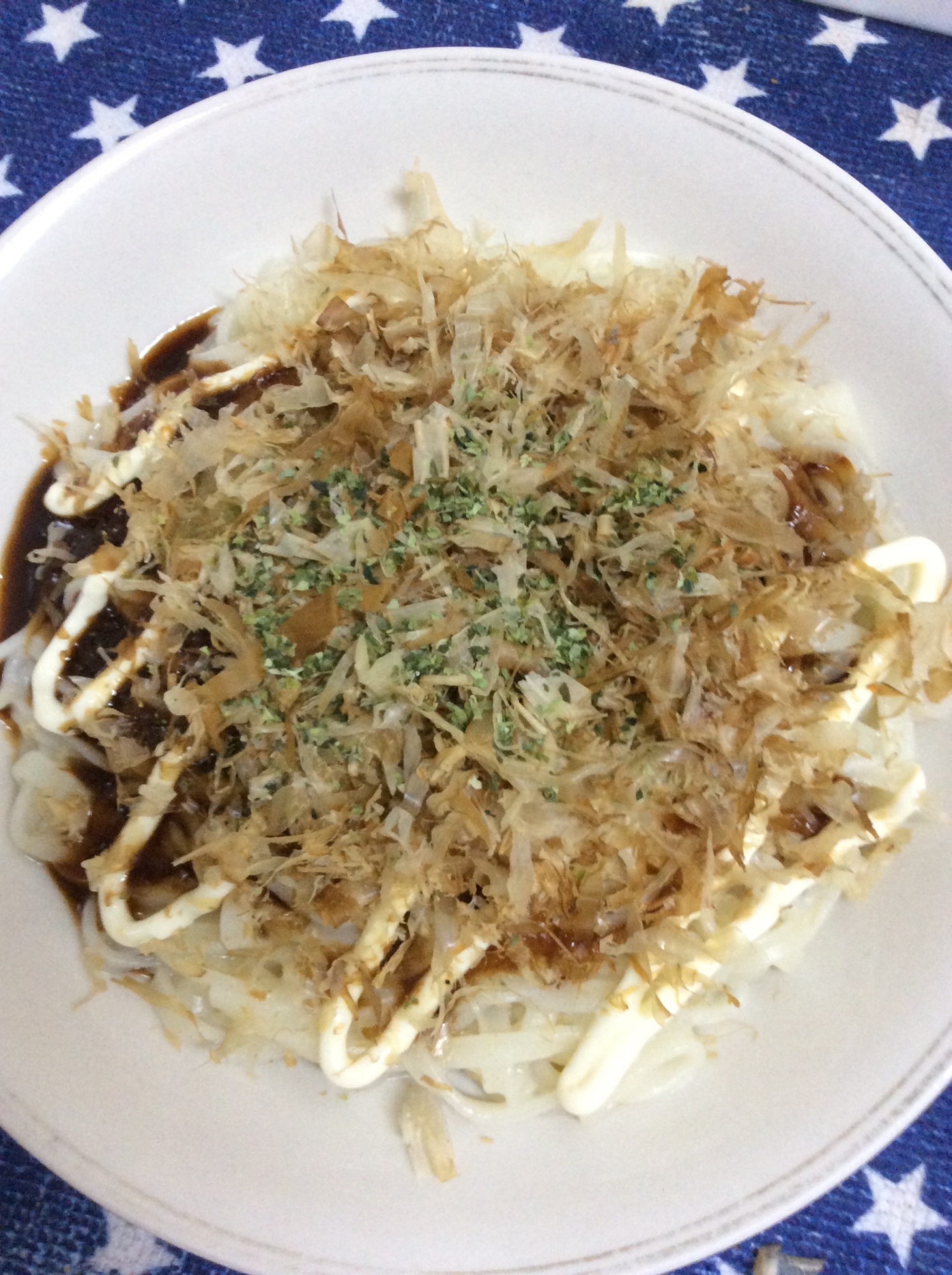 焼そば風♪ソース味の釜玉うどん