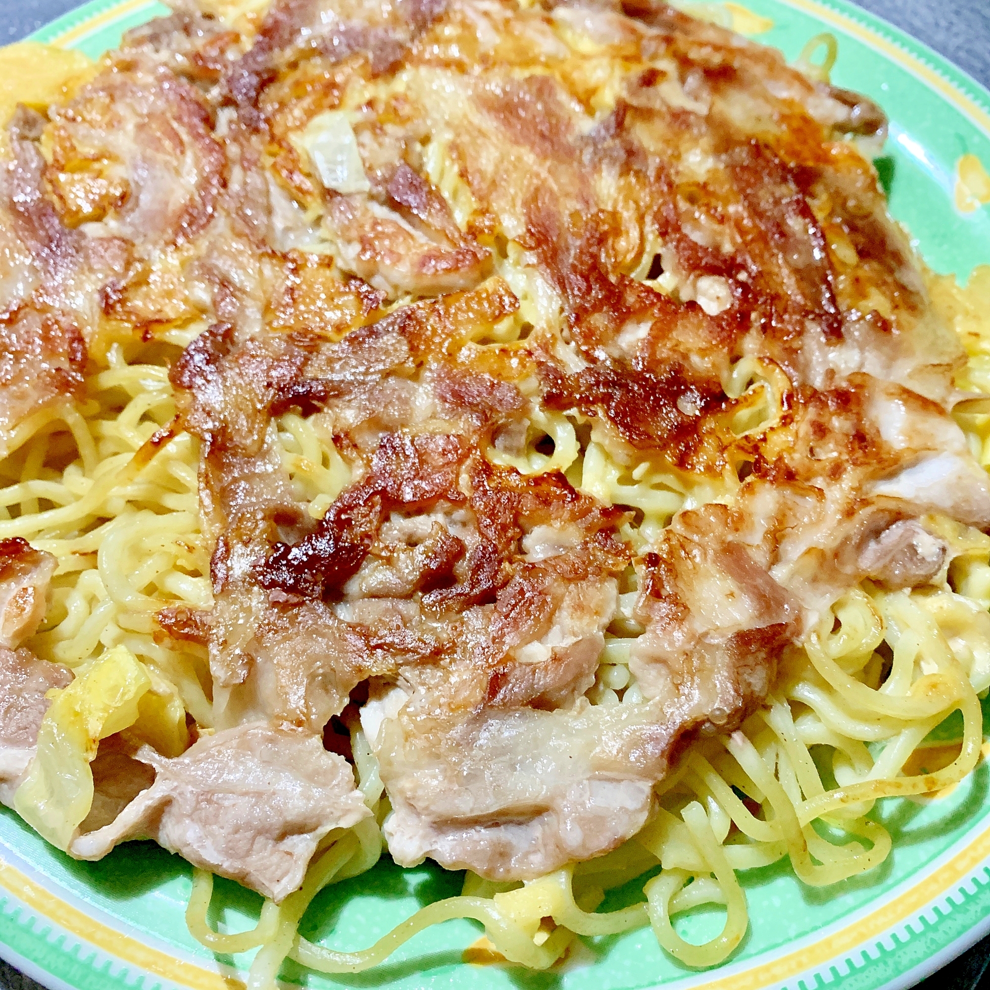 フライパンで焼きそば麺入りお好み焼きং ◌̥