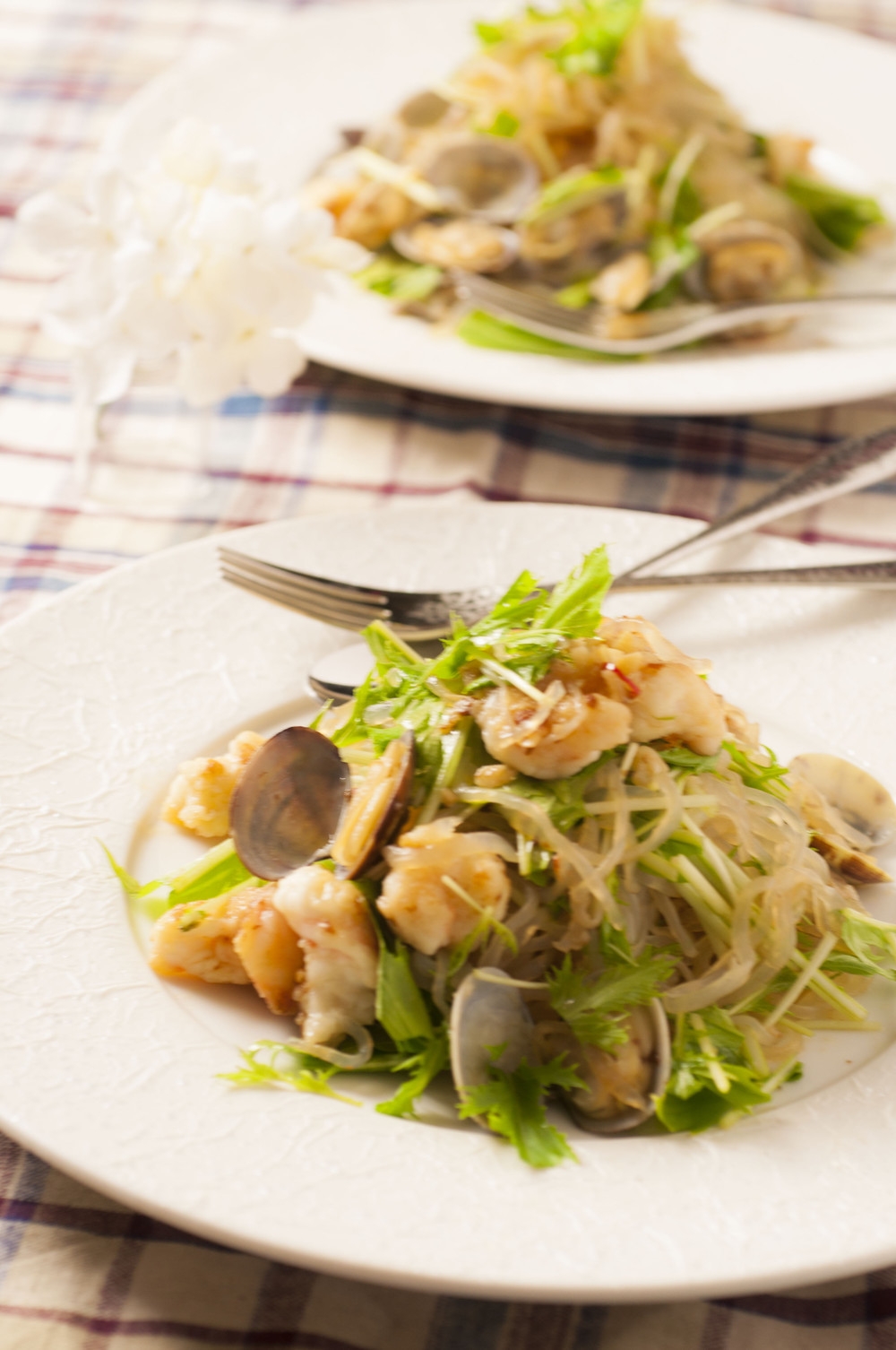 魚介と水菜の和風ダイエットぺペロンチーノ