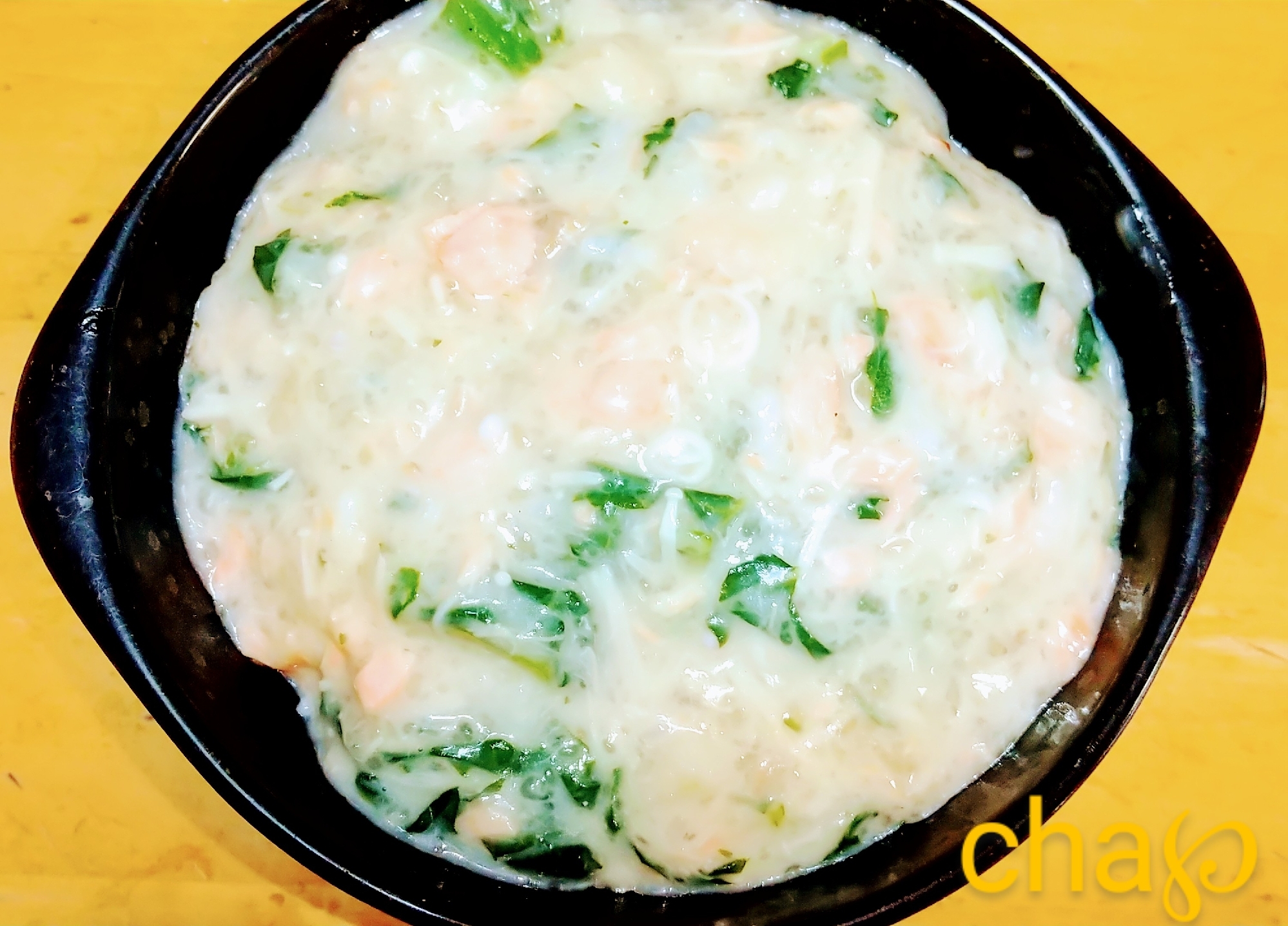 焼鮭を再利用&カップスープで♪チーズなし簡単ドリア