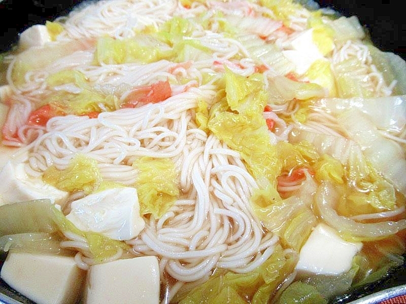 白菜と豆腐とかにあしのそうめん