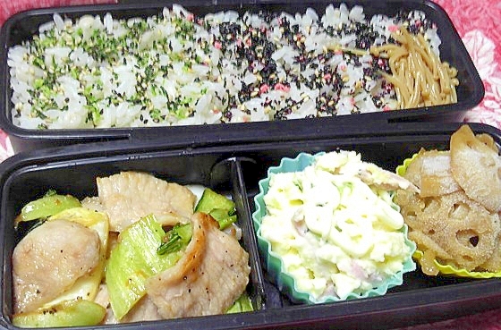 【弁当】豚トロとチンゲン菜の中華炒め