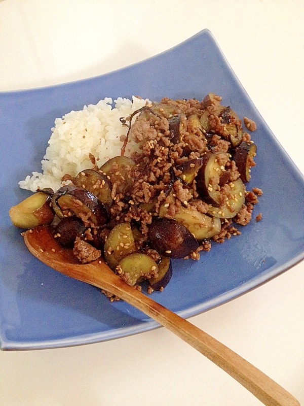 茄子とひき肉のスタミナ丼