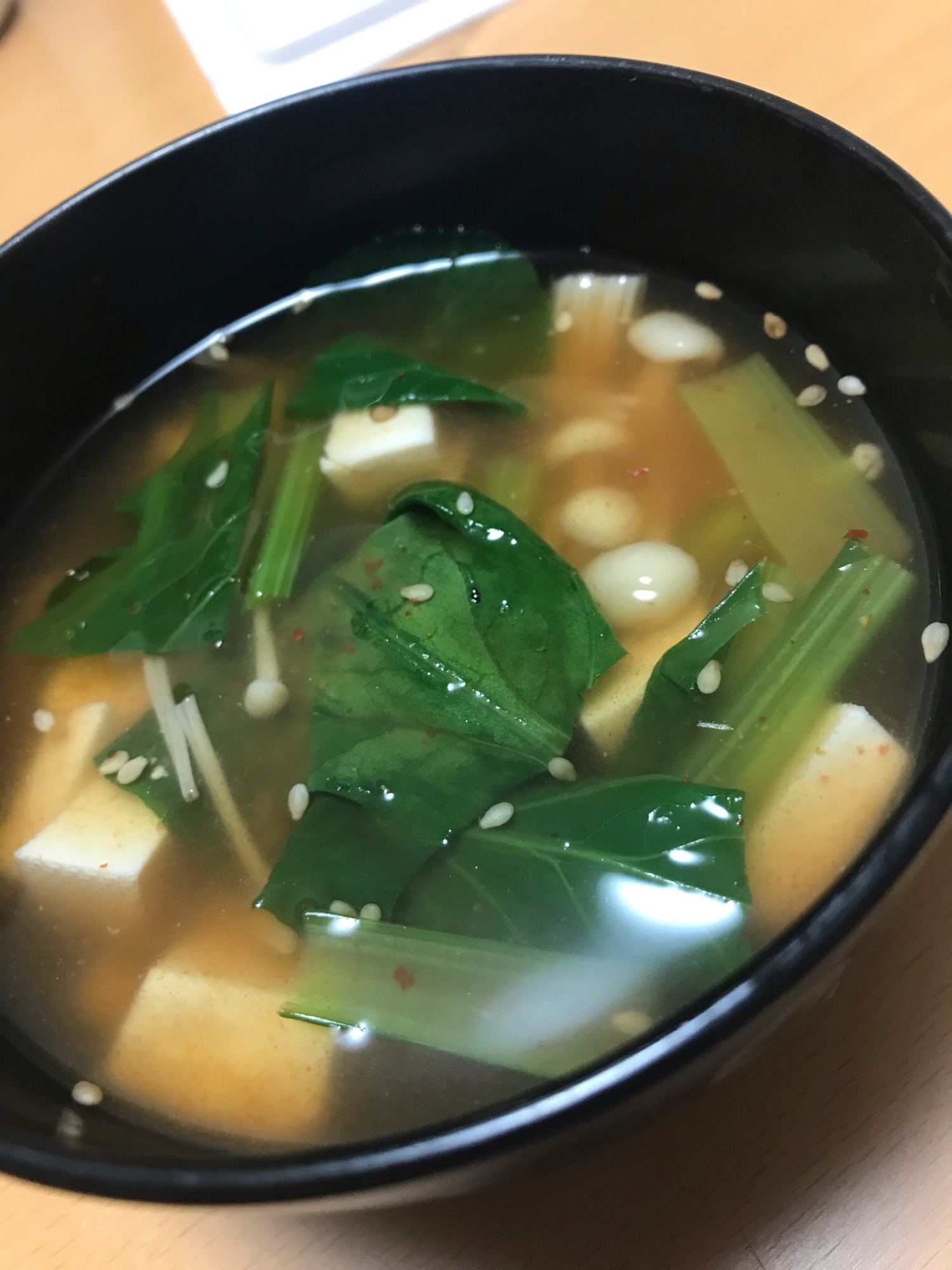 小松菜入り豆板醤スープ