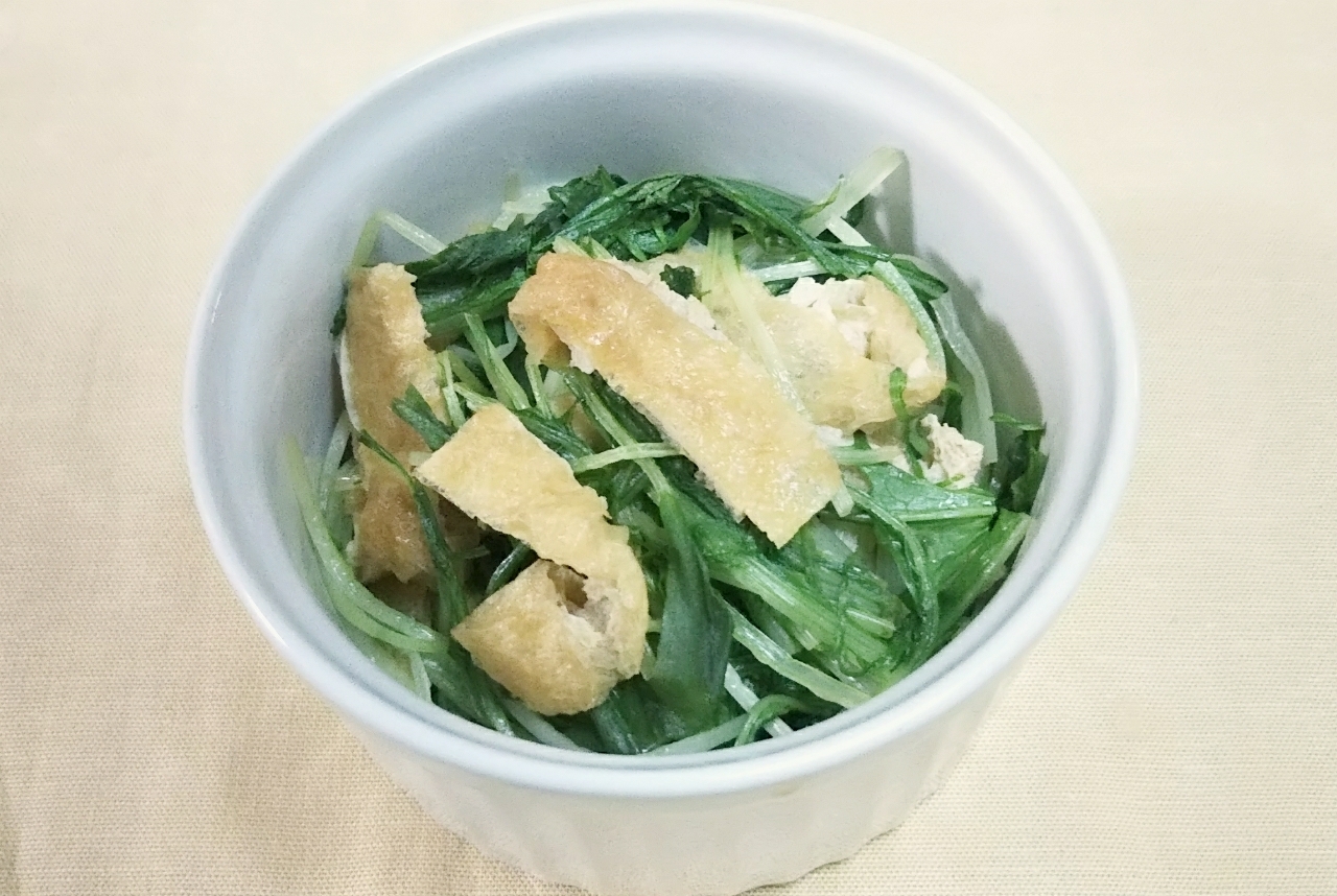 水菜と油揚げの煮浸し♪