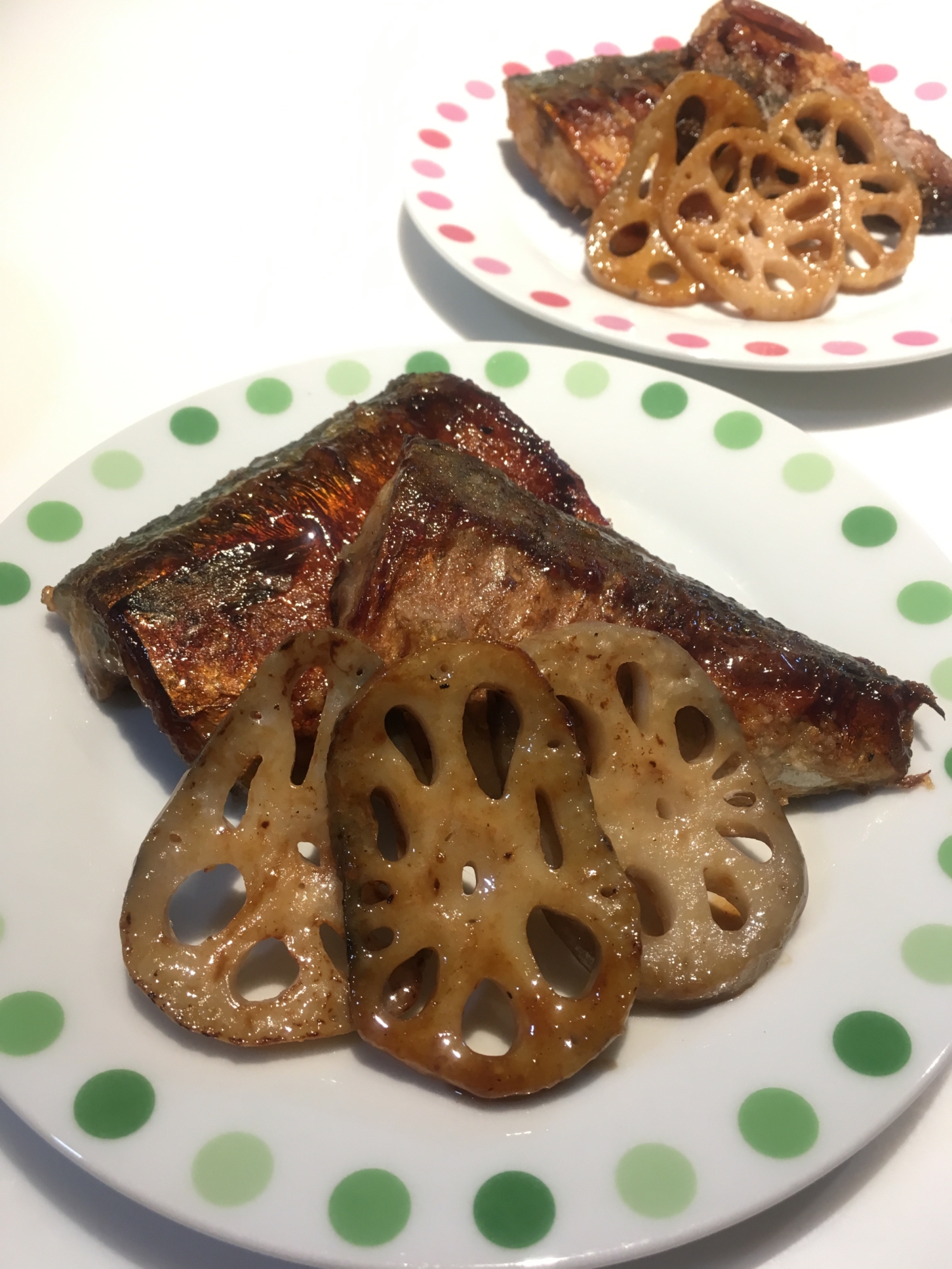 サバの竜田揚げとレンコンの甘辛あえ