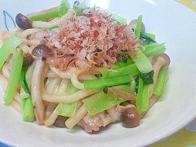 小松菜＆豚こまの焼きうどん