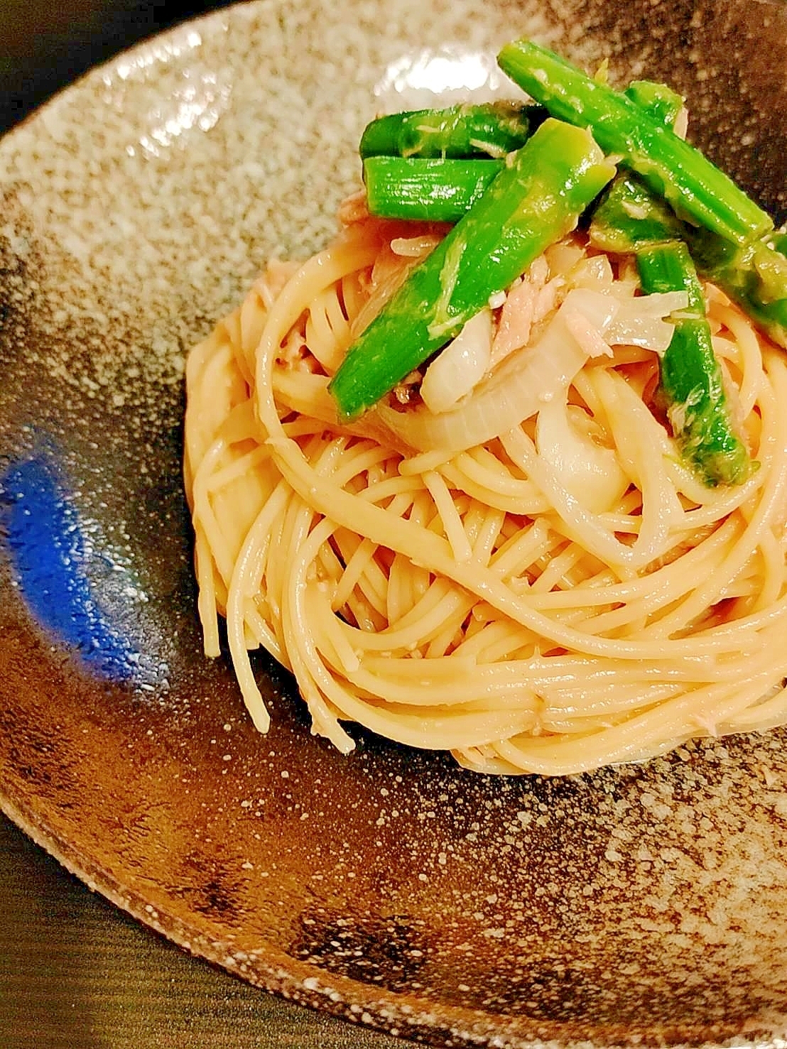 アスパラと玉ねぎとツナの和風パスタ