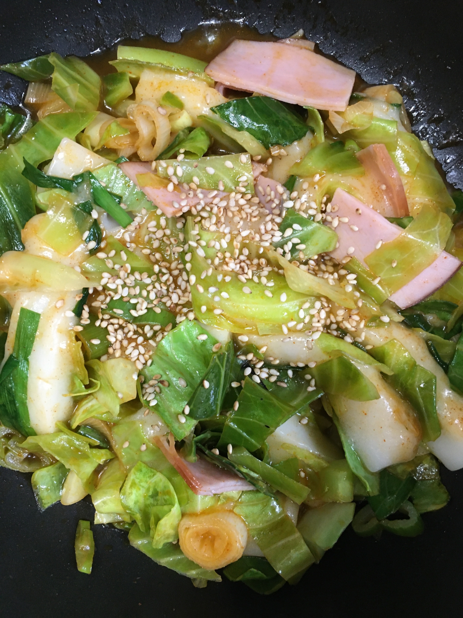 切り餅で！野菜たっぷりトッポギ風甘辛煮