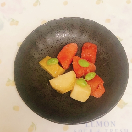 さつま芋玉ねぎ枝豆スイカの煮物♪