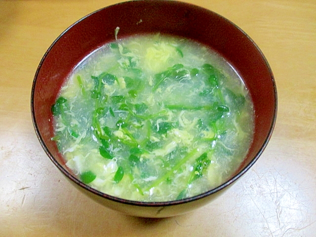 豆苗のかき玉スープ