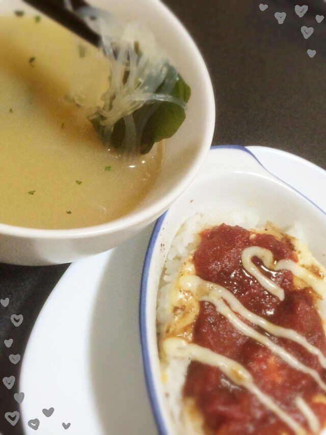 困った時の救済‼︎調味料でドリア風+春雨スープ♡