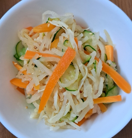 切り干し大根とさきいかで☆かみかみ和え☆給食レシピ