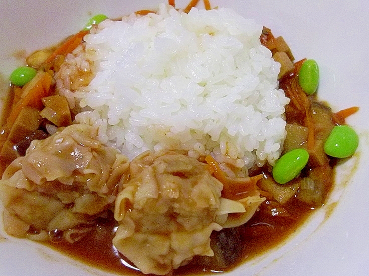 レンジで簡単♪シュウマイとなすの和風カレー♪