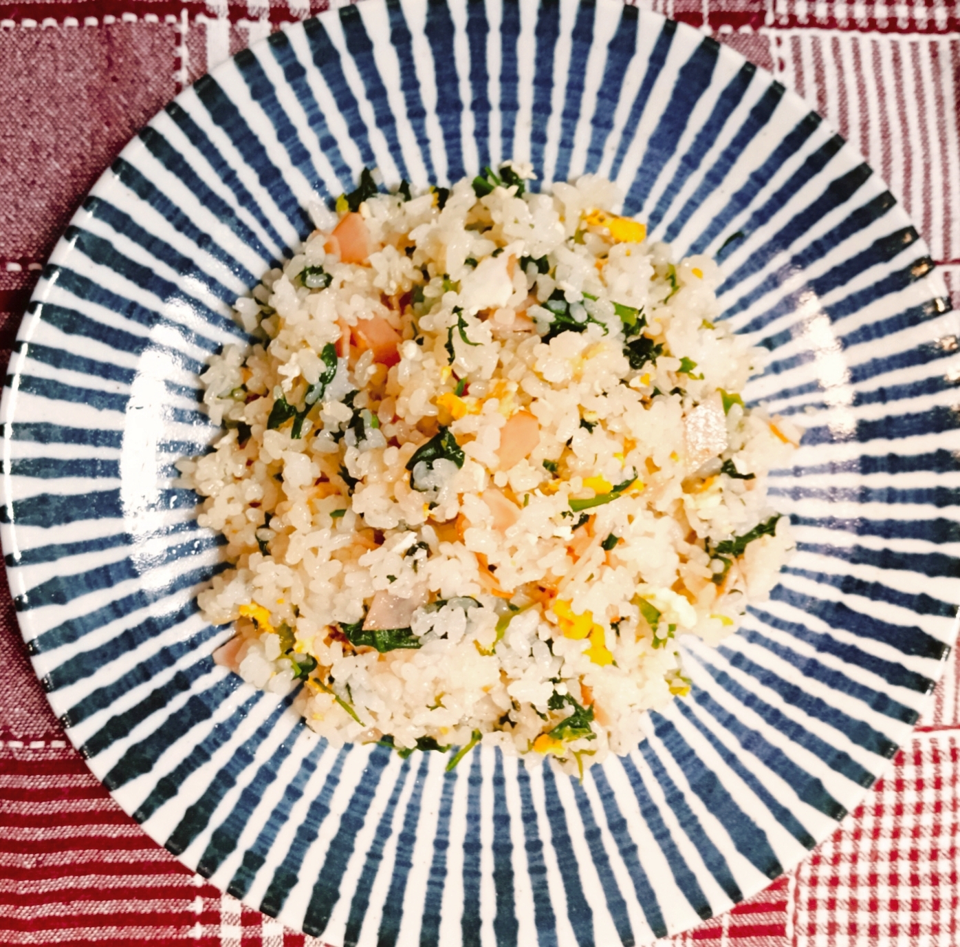 【春が来た♪】ハムとほうれん草の3色チャーハン