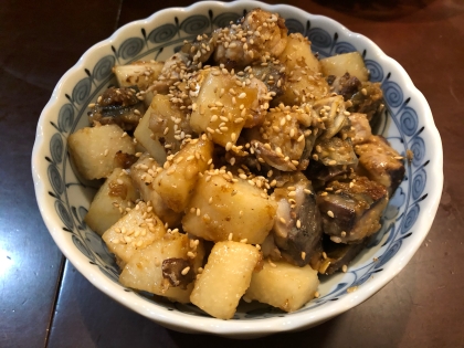 子供が喜ぶ！塩サバと長芋のハチミツ醤油揚げ焼き♪