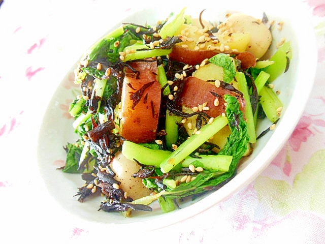 ❤里芋と薩摩芋とひじきと小松菜の炊いたん❤