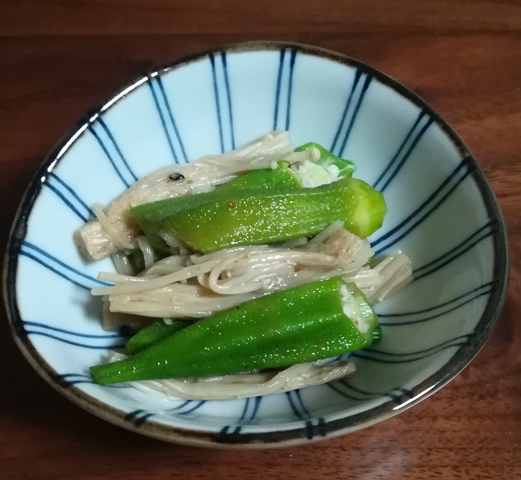 レンジで　オクラとエノキのトロッとポン酢