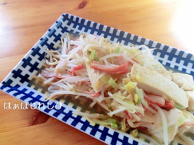 豆腐ともやしとカニカマのオイスター炒め✿