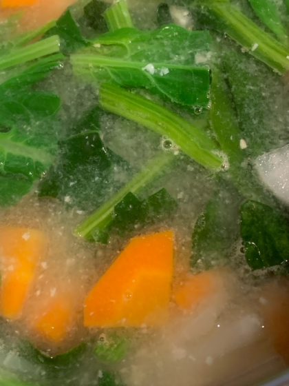 お味噌汁で緑黄色野菜が摂れると、全体のバランスがとりやすくなっていいです。
おいしくいただきました。