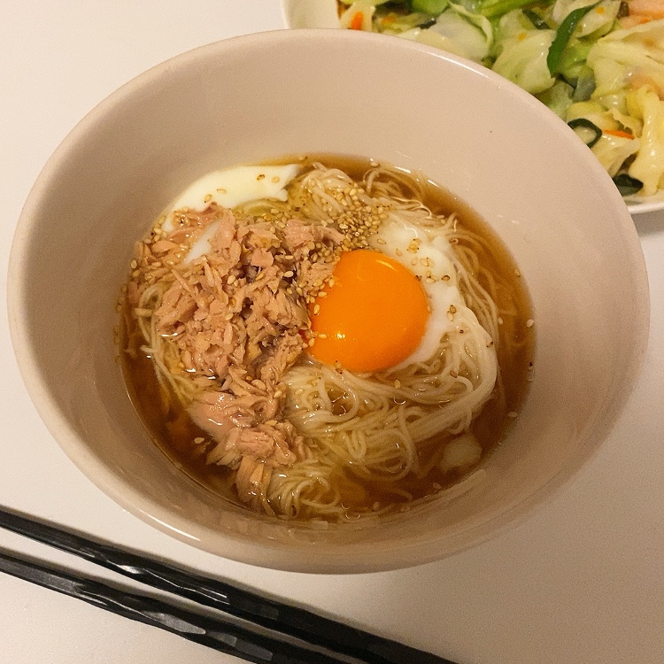 つるっと♡ツナ温玉そうめん♡