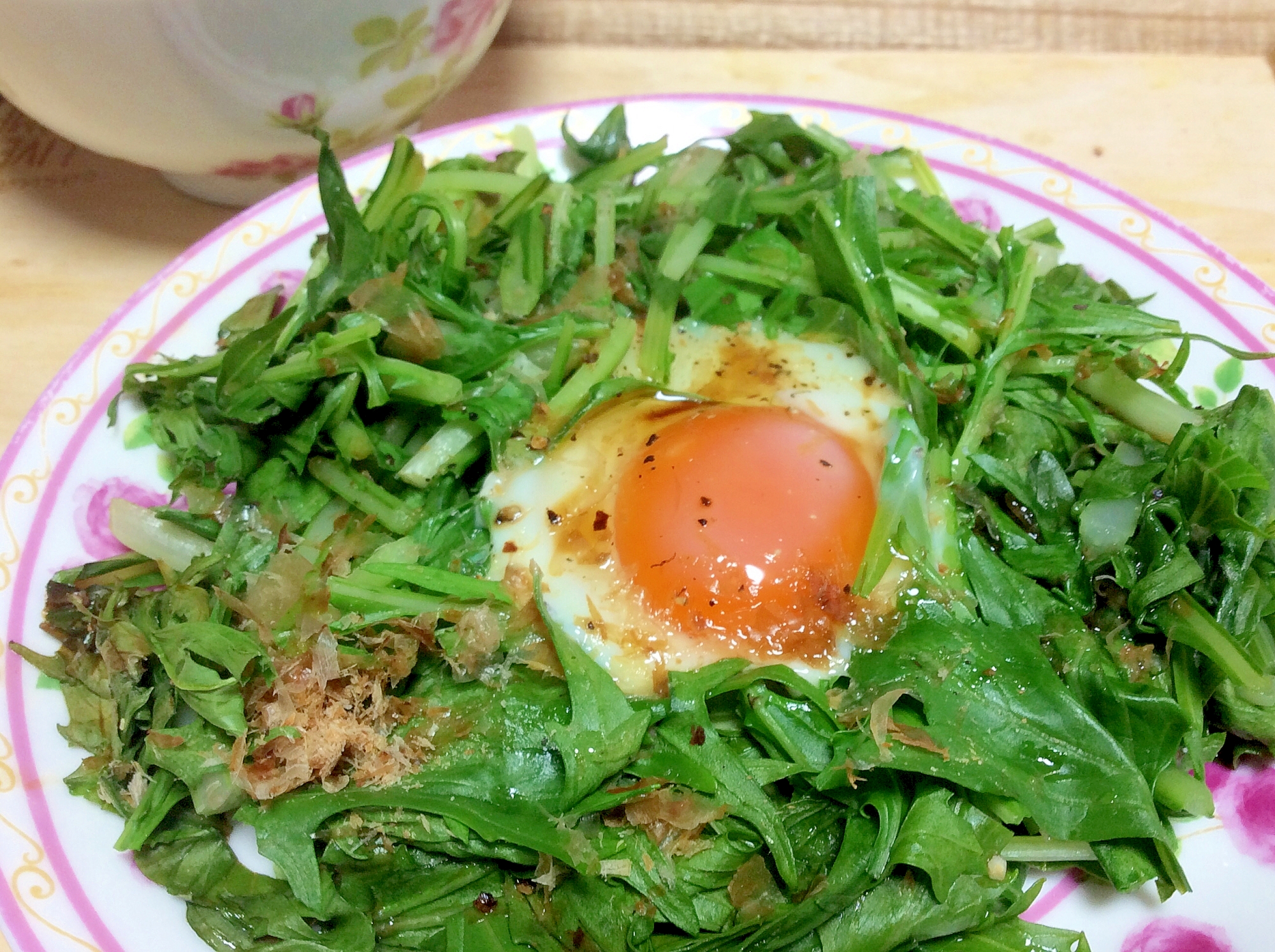 朝食に簡単♡水菜エッグ