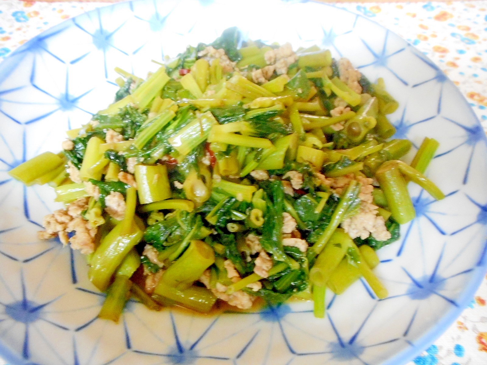 空芯菜とひき肉の炒め煮