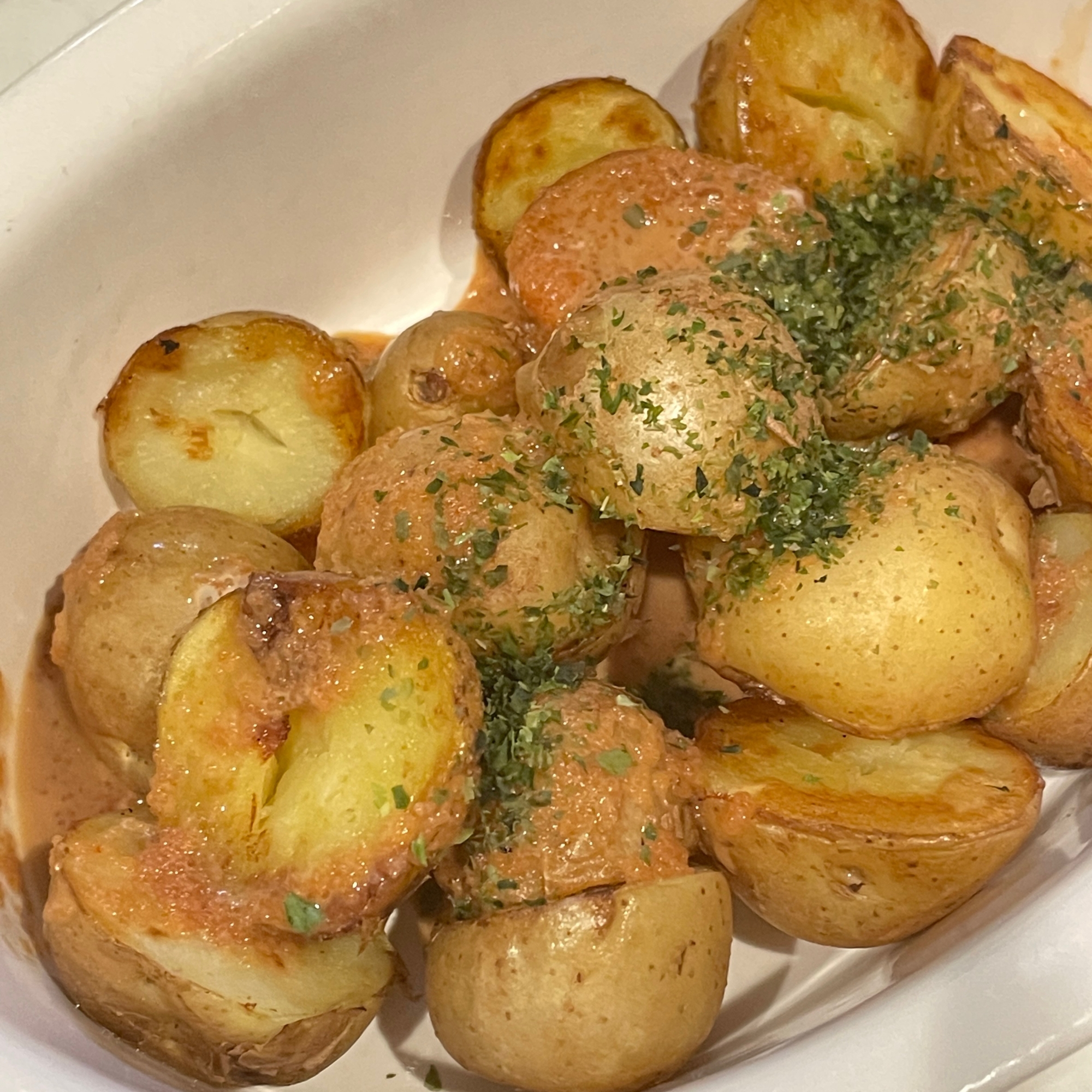 カリッと新じゃがのめんたいソース