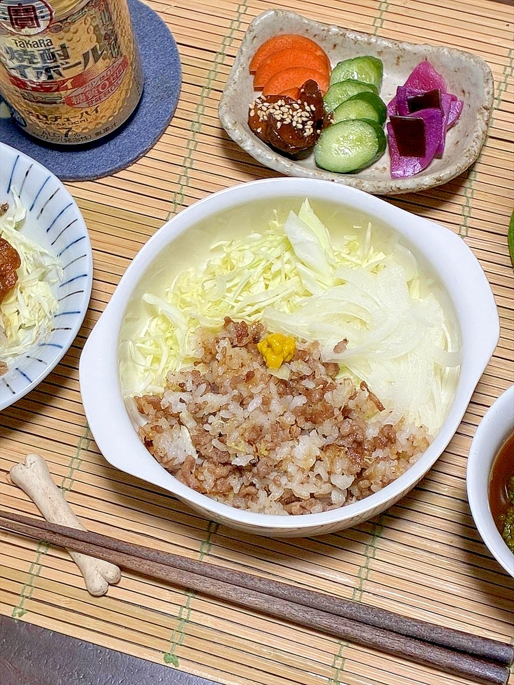 豚を醤油で味わう炒め飯