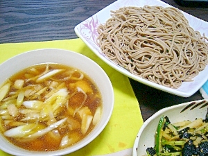 鶏肉使って鴨南蛮風あったかつけ蕎麦(/・ω・)/☆