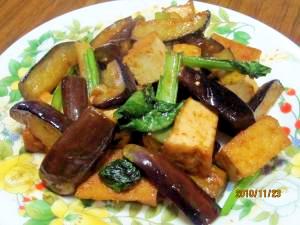 厚揚げ・茄子・小松菜の生姜炒め (我が家の味)