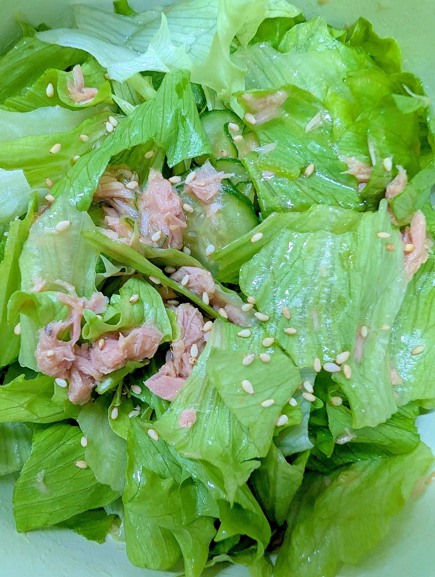 きゅうりとレタスのツナぽんサラダ