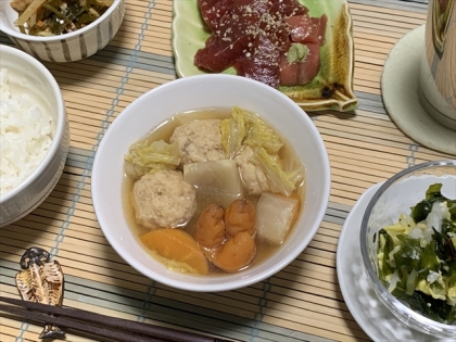 鶏つくねと白菜のうま煮