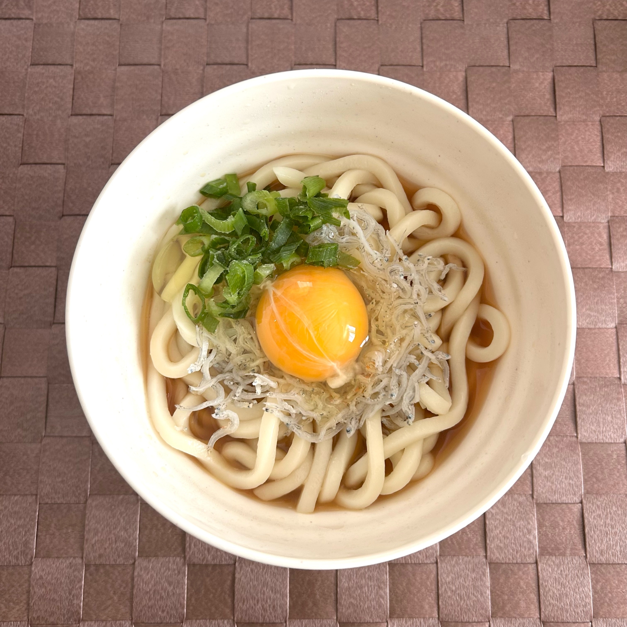 【腸活】じゃこの釜玉酢うどん